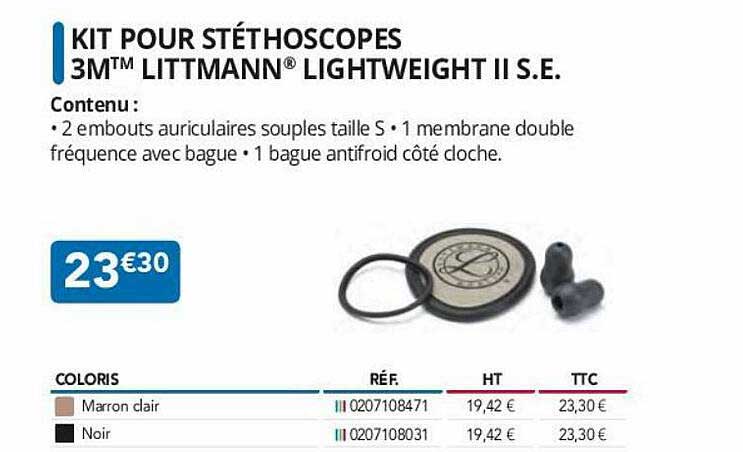 kit pour stéthoscopes 3m littmann lightweight II s.e.