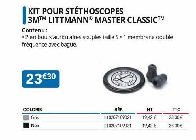 kit pour stéthoscopes 3m littmann master classic