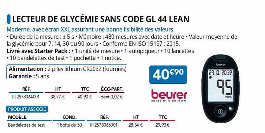 lecteur de glycémie sans code gl 44 lean beurer