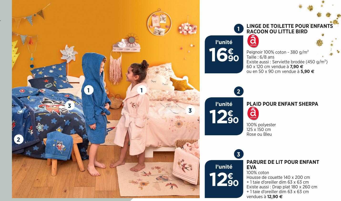 linge de toilette pour enfants racoon ou little bird, plaid pour enfant sherpa, parure de lit pour enfant eva