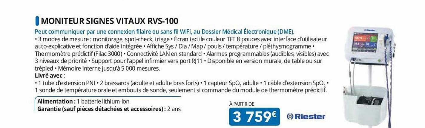 moniteur signes vitaux rvs-100 riester