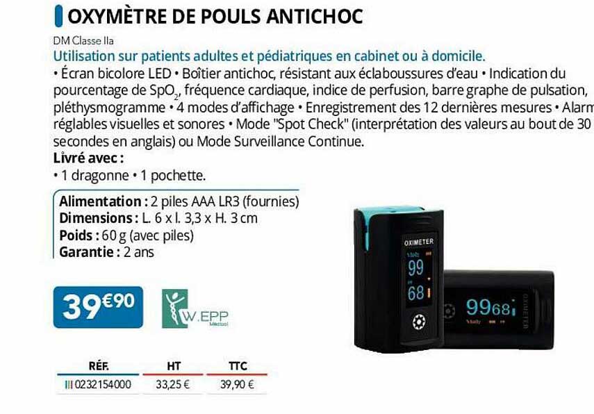 oxymètre de pouls antichoc