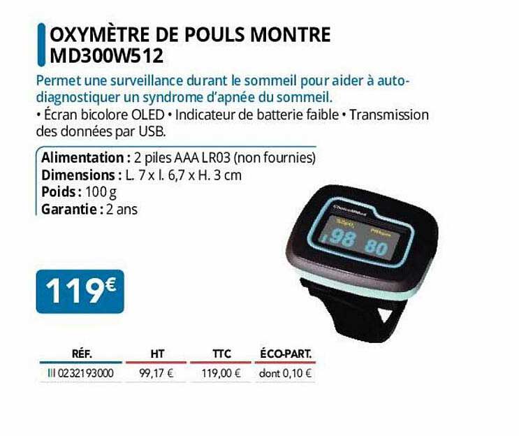 oxymètre de pouls montre md300w512
