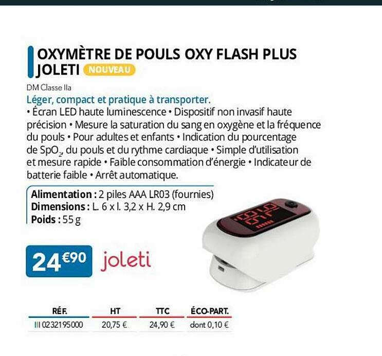 oxymètre de pouls oxy flash plus joleti