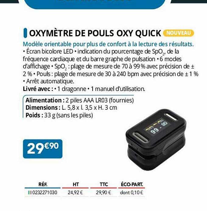oxymètre de pouls oxy quick
