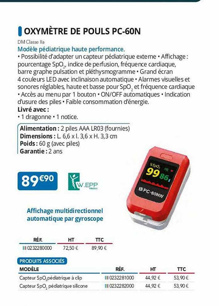 oxymètre de pouls pc-60n