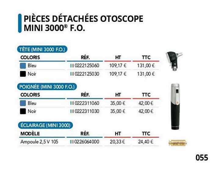 pièces détachées otoscope mini 3000 f.o.