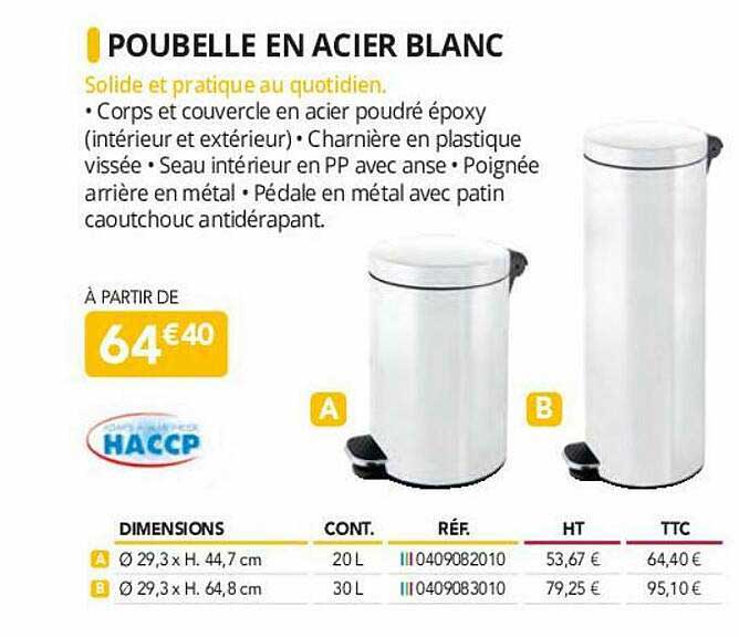 Poubelle En Acier Blanc Haccp