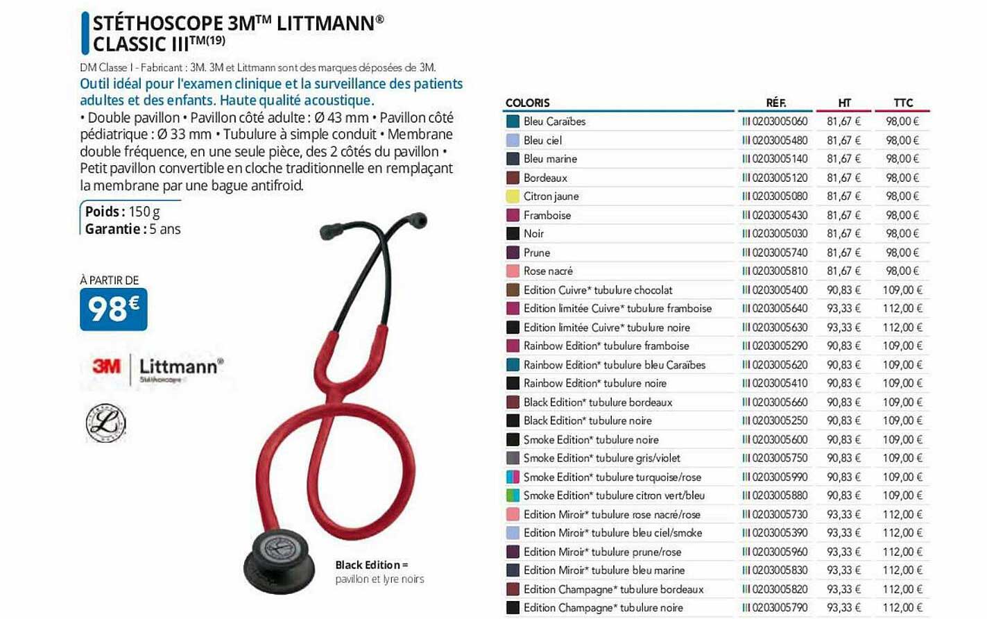 stéthoscope 3m littmann classic III