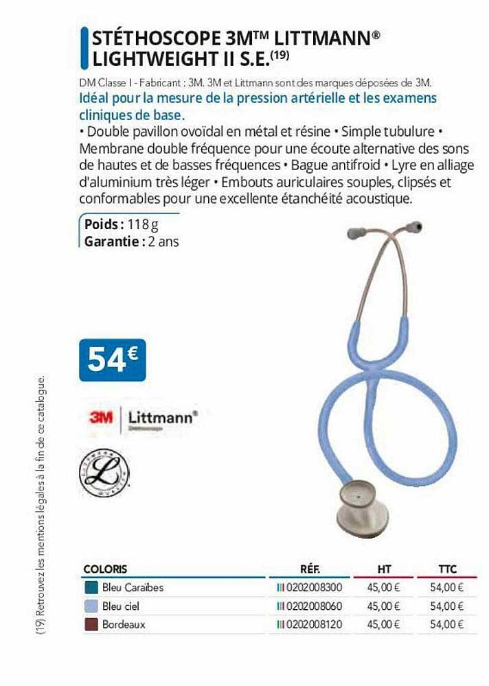 stéthoscope 3m littmann lightweight II s.e.