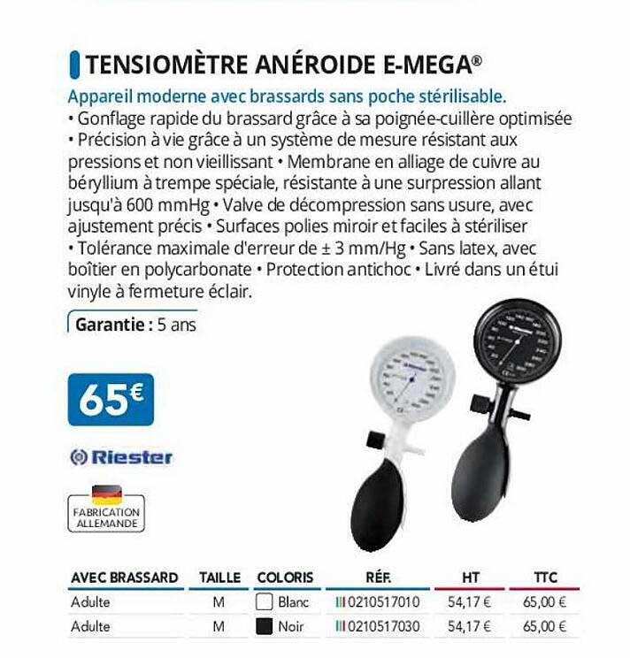 tensiomètre anéroide e-mega riester