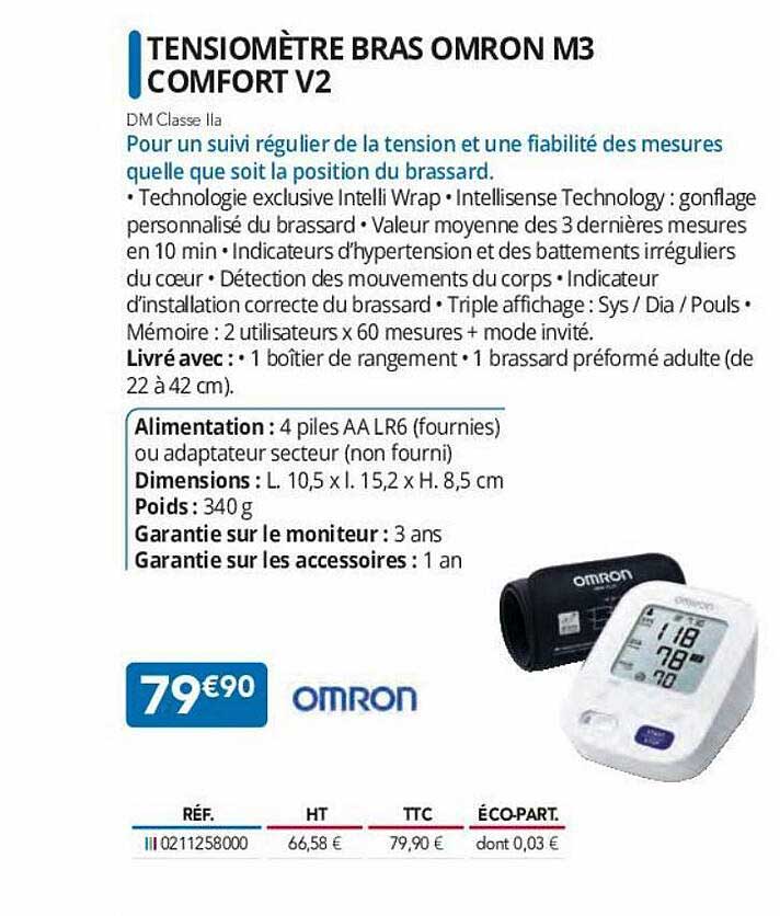 Tensiomètre Bras Omron M3 Comfort V2