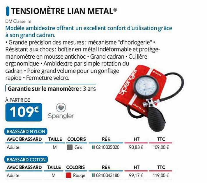 Tensiomètre Lian Metal Spengler