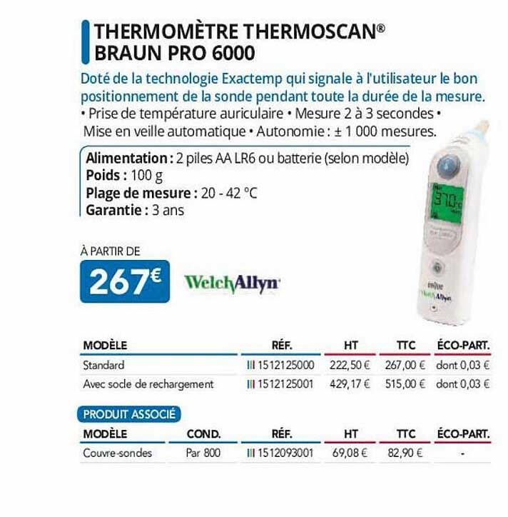 Thermomètre Thermoscan Braun Pro 6000