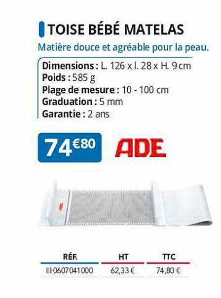 toise bébé matelas ade