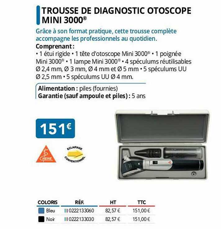 trousse de diagnostic otoscope mini 3000