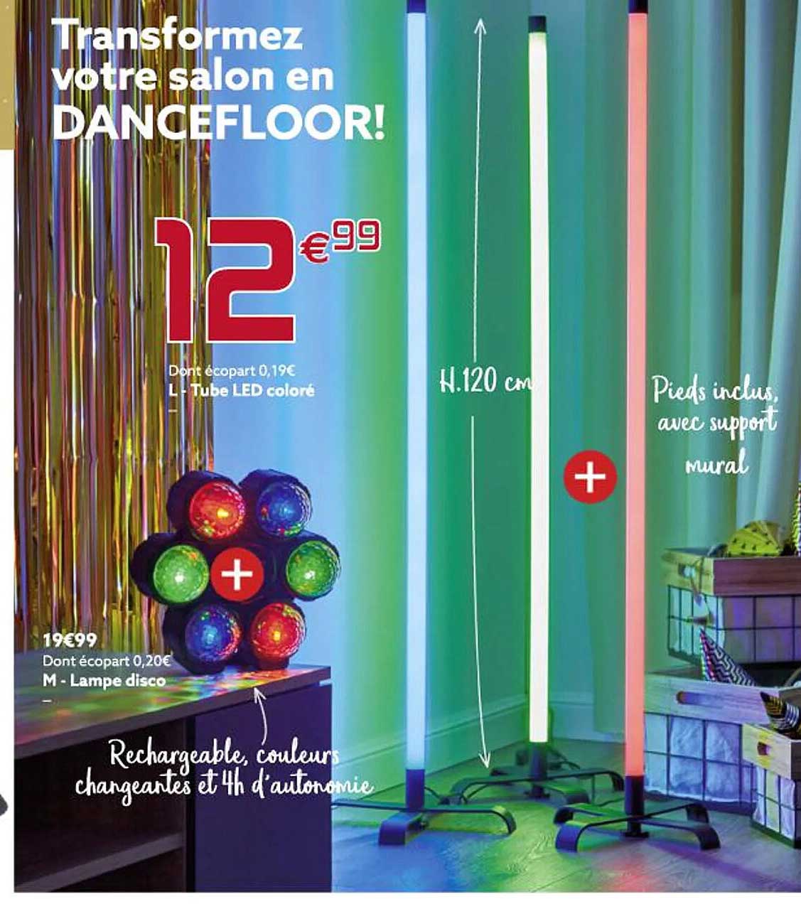 lampe disco, tube led coloré