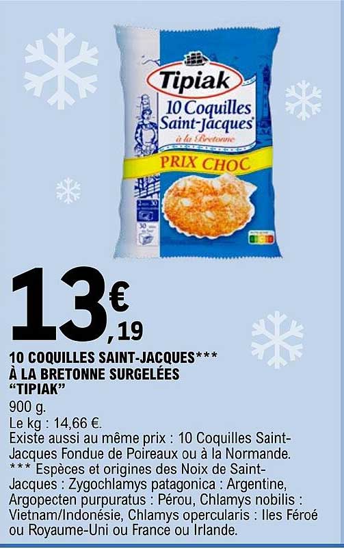 10 coquilles saint-jacques à la bretonne surgelées "tipiak"
