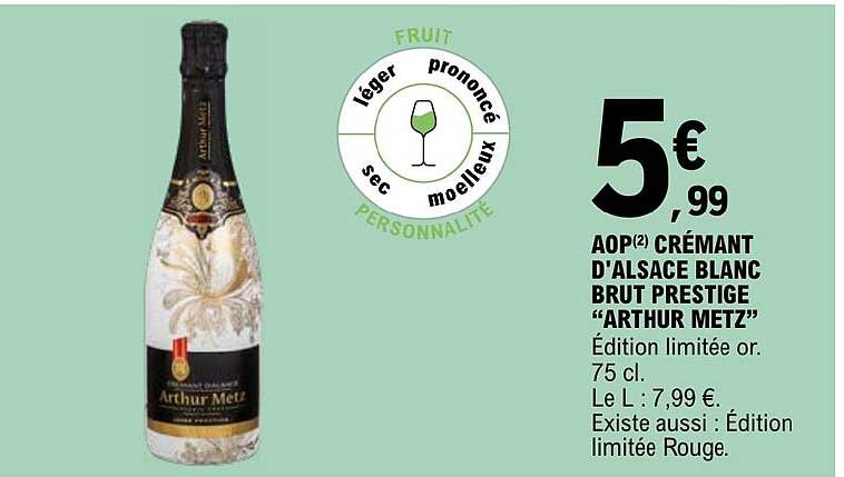 Aop Crémant D'alsace Blanc Brut Prestige "arthur Metz"
