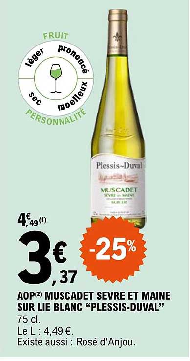 aop muscadet sèvre et maine sur lie blanc "plessis-duval"