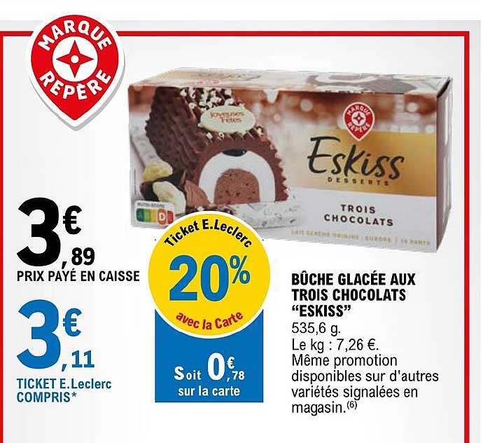 bûche glacée aux trois chocolats "eskiss"