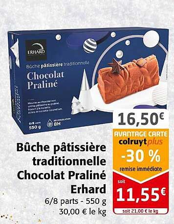 bûche pâtissière traditionnelle chocolat praliné erhard