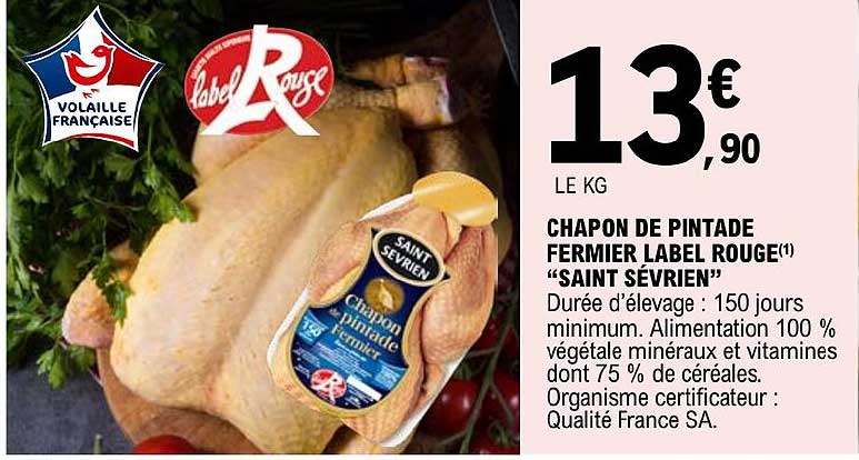 chapon de pintade fermier label rouge "saint sécrien"