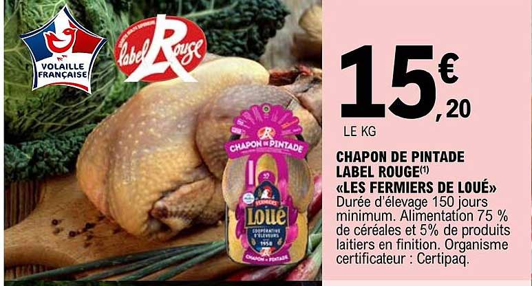chapon de pintade label rouge "les fermiers de loué"