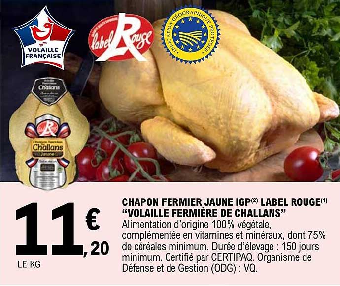 chapon fermier jaune igp label rouge "volaille fermière de challans"
