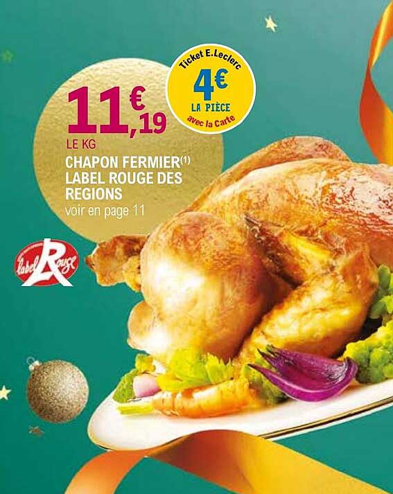 chapon fermier label rouge des régions
