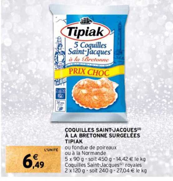 Coquilles Saint-jacques à La Bretonne Surgelées Tipiak