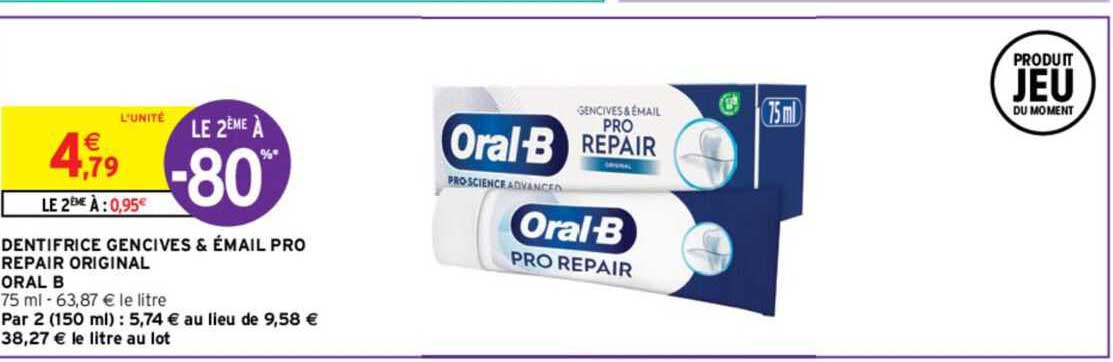 dentifrice gencives & émail pro repair original oral b