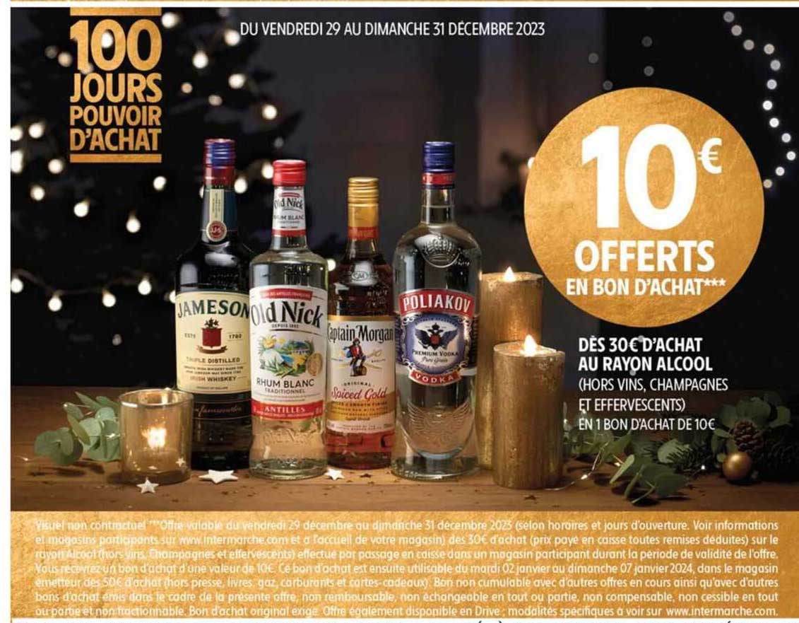 des 30 c d'achat au rayon alcool