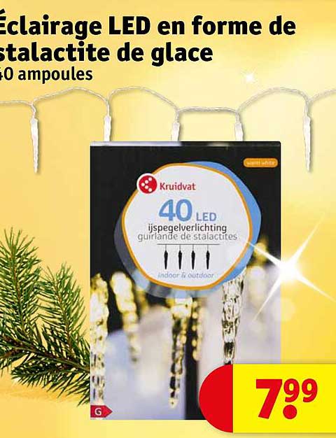 eclairage led en forme de stalactite de glace