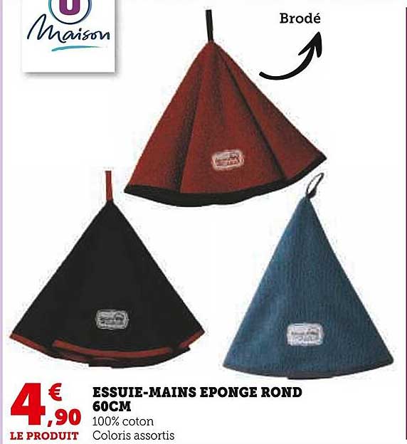 essuie-mains eponge rond 60 cm
