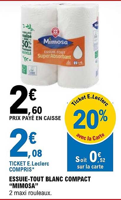essuie-tout blanc blanc compact "mimosa"