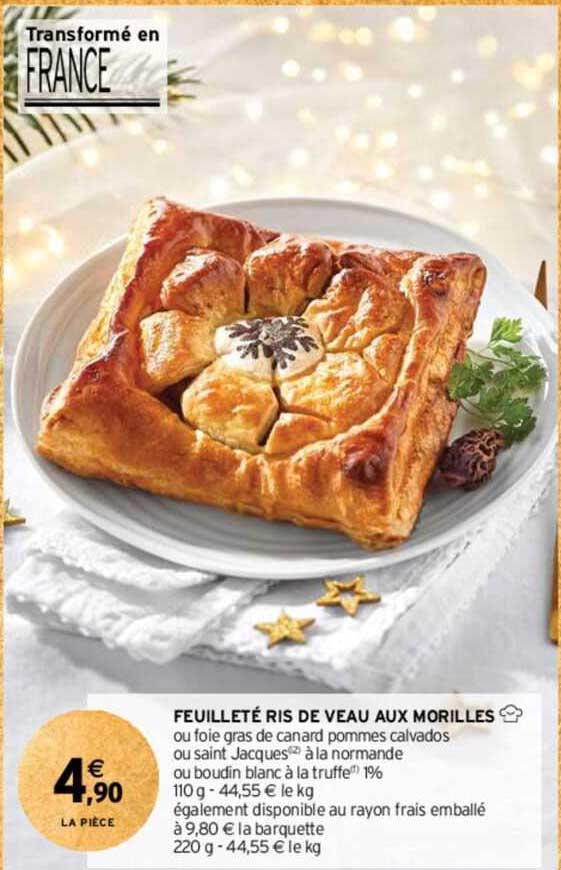feuillete ris de veau aux morilles