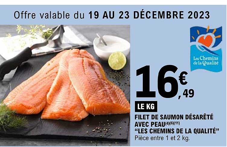 Filet De Saumon Désarêté Avec Peau "les Chemins De La Qualité"
