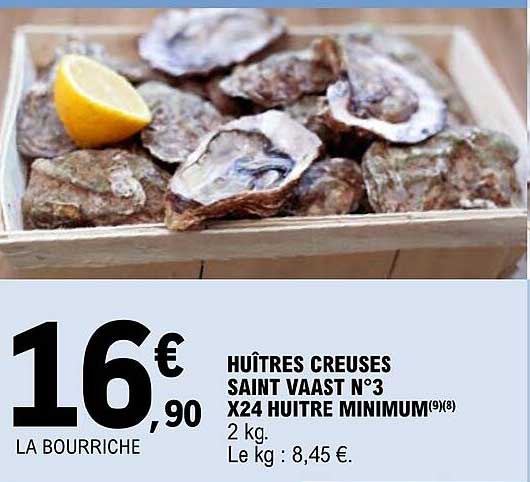 huîtres creuses saint vaast n°3 x24 huître minimum