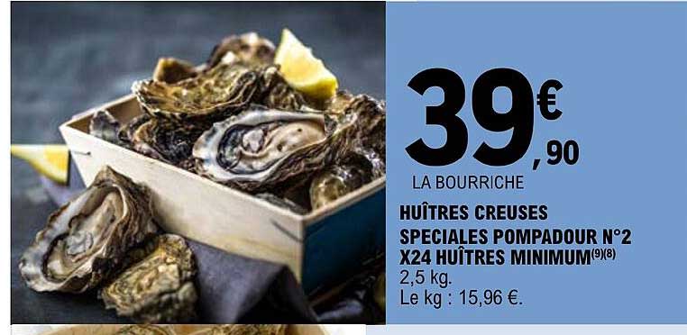 huîtres creuses spéciales pompadour n°2 x24 huîtres minimum