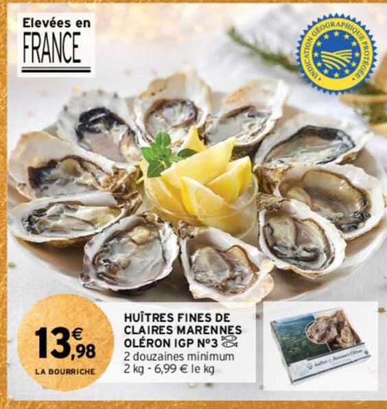 huîtres fines de claires marennes oléron igp n°3