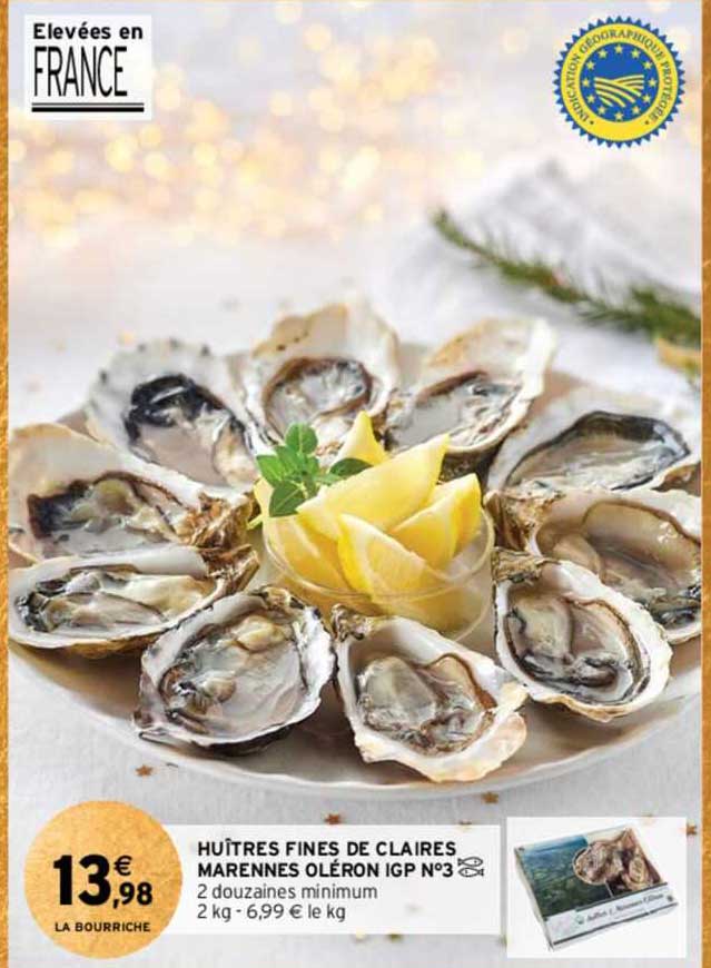 huitres fines de claires marennes oleron igp n°3