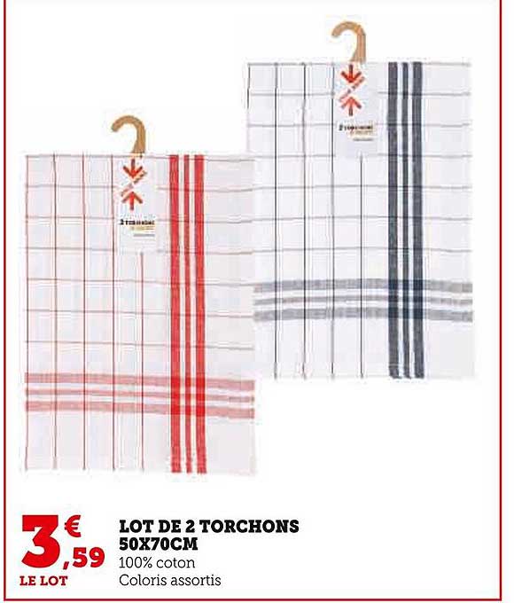 lot de 2 torchons 50x70cm