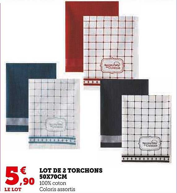lot de 2 torchons 50x70cm