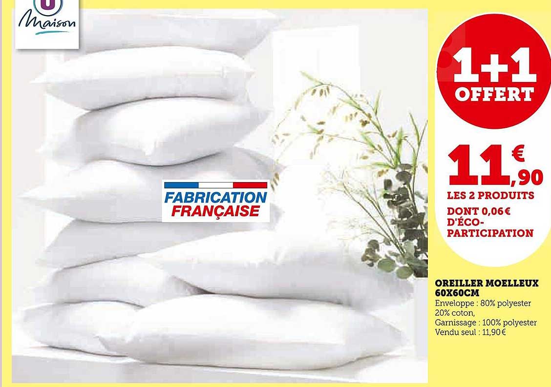 oreiller mielleux 60x60cm