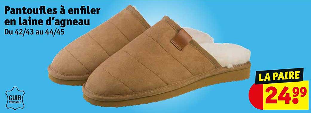 pantoufles a enfiler en laine d'agneau