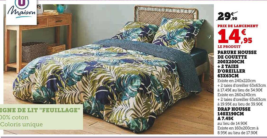 parure housse de coutte 200x200cm + 2 tales d'oreiller 65x63cm