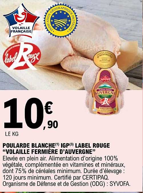 poularde blanche igp label rouge "volaille fermière d'auvergne"