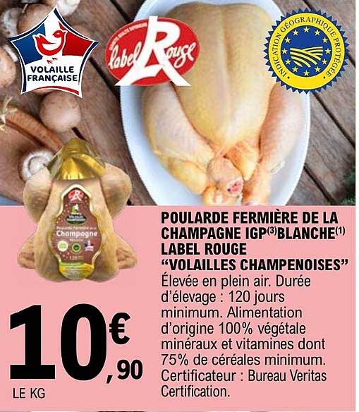 poularde fermière de la champagne igp blanche label rouge "volailles champenoises"