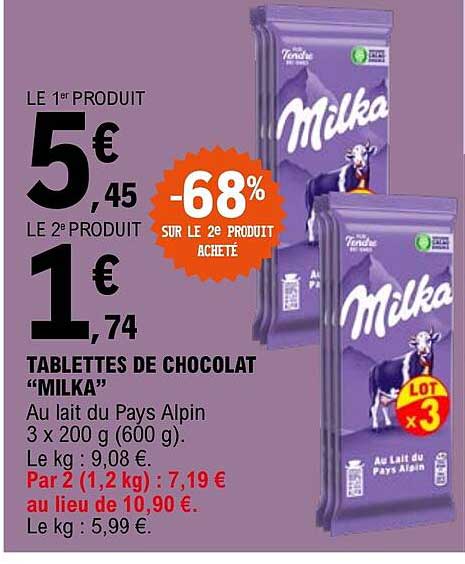 Tablettes De Chocolat "milka"